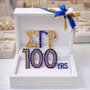 Sigma‎ Gamma Rho Brooch Rhinestone Pin 100 Years